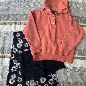 Flare Daisy Pants with Black Shorts & Coral Jackson Hole Hoodie Set